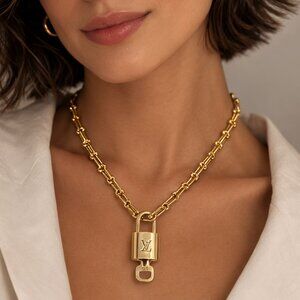 Authentic Louis Vuitton Padlock Pendant with Unbranded 18k Stainless Steel Chain